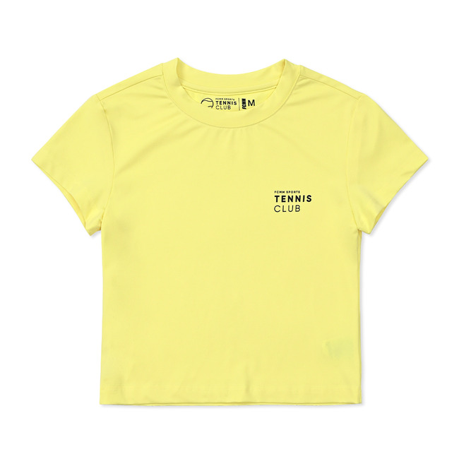 우먼스 테니스 클럽 크롭 티셔츠 - 소프트 옐로우