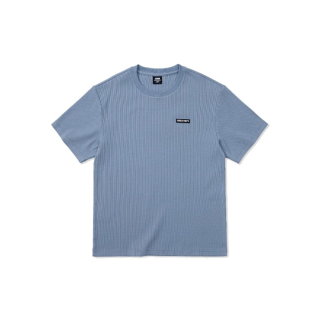 와플 루즈핏 코지 티셔츠 - 내티어 블루
